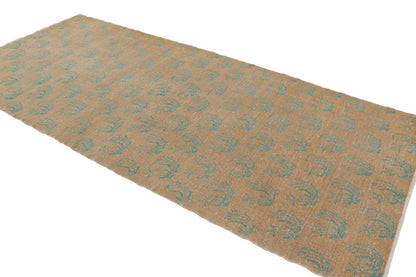 Vintage Turkish Kars Runner Rug in Brown with Sky Blue Patterns from Rug & Kilim Rugs