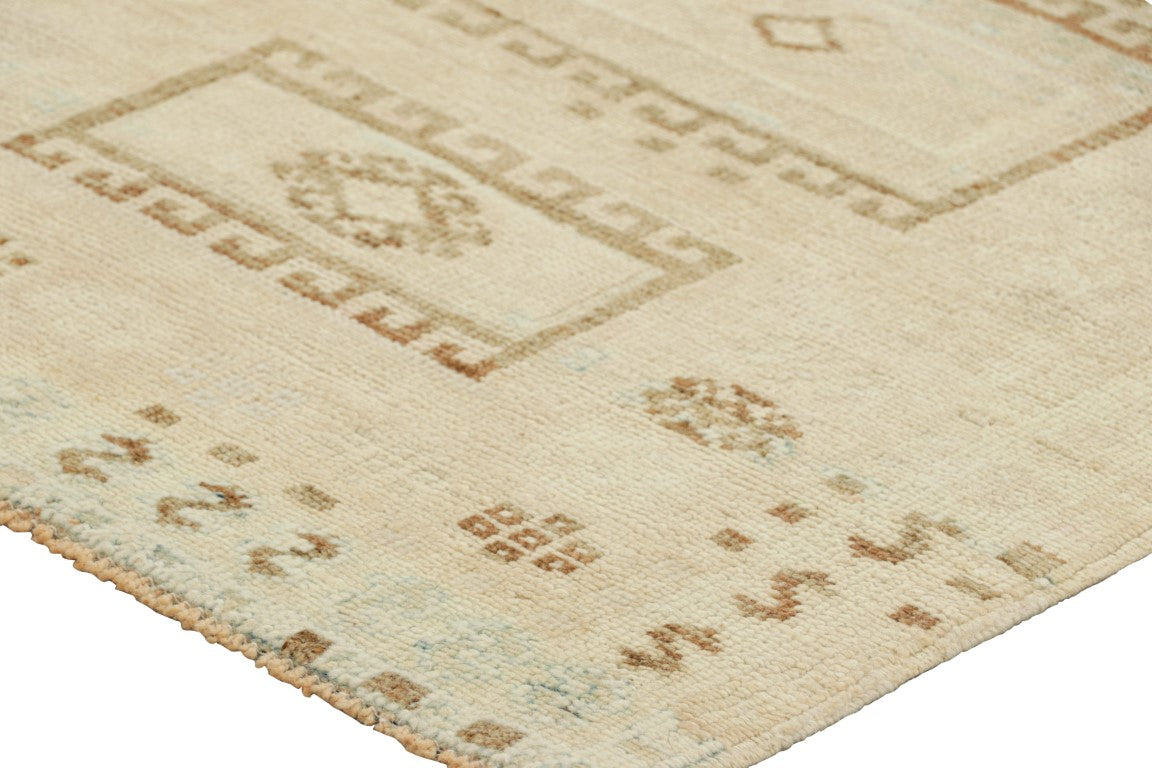 Vintage Turkish Runner Rug with Beige-Brown Geometric Patterns - Rug & Kilim Rugs