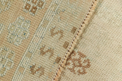 Vintage Turkish Runner Rug with Beige-Brown Geometric Patterns - Rug & Kilim Rugs