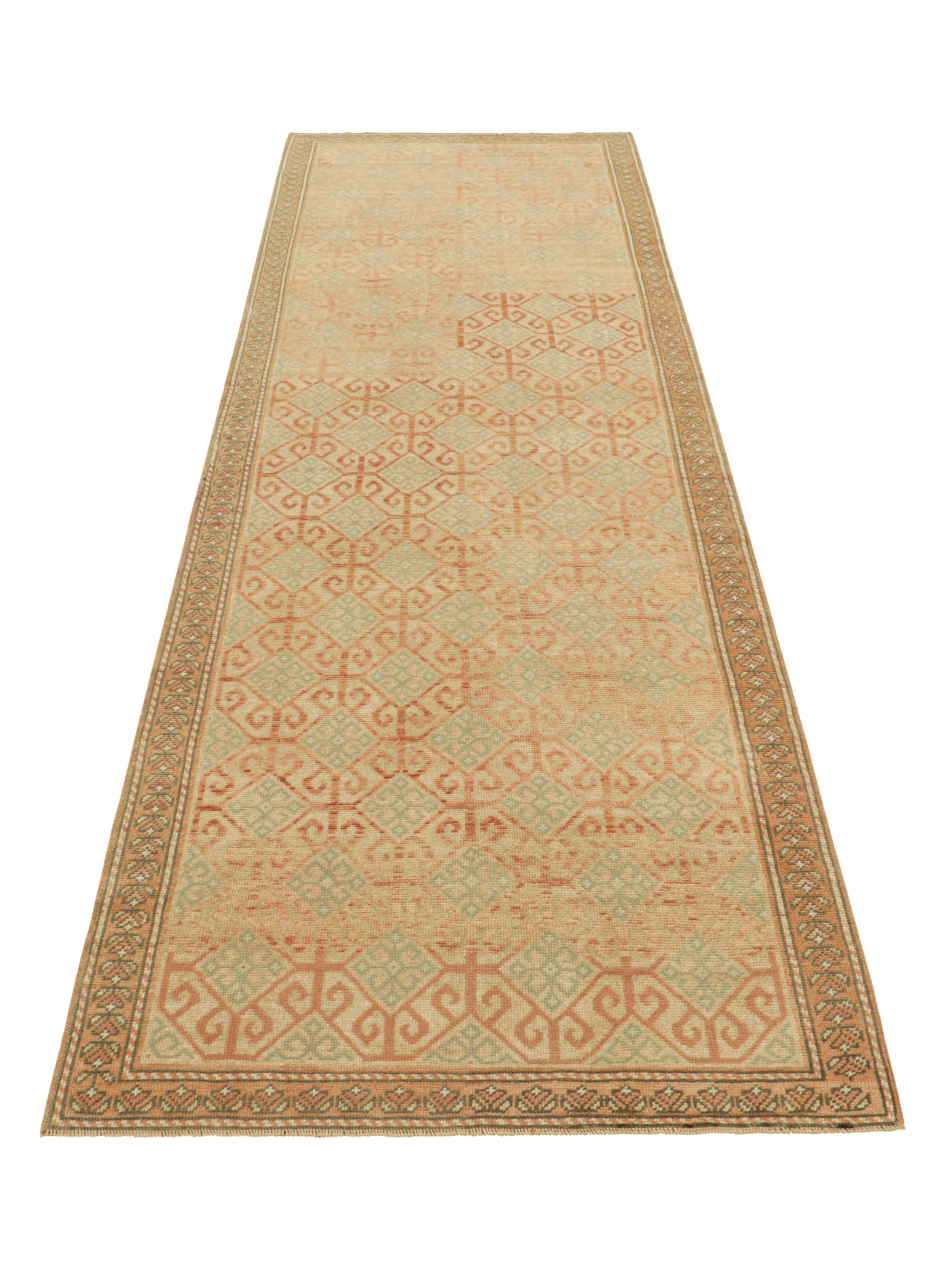 Vintage Zeki Müren Runner Rug with Polychrome Diamond Patterns from Rug & Kilim Rugs