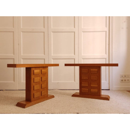 Vintage Oak Console Tables (Set of Two)