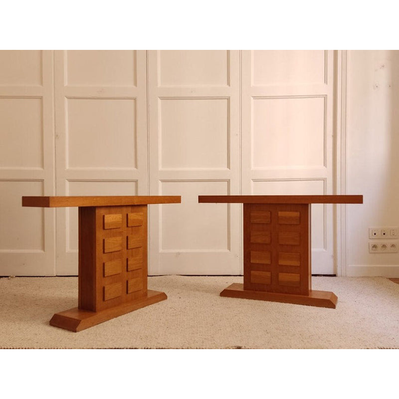 Vintage Oak Console Tables (Set of Two)