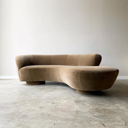 Curved Mohair Sofa  (In the Manner of Vladimir Kagan)