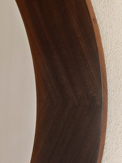 Walnut Round Wall Mirror, 1970s Mirrors