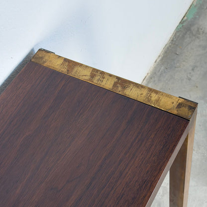 Italian Walnut Vanity Console with Round Mirror, Attributed to Paolo Buffa, 1950s Consoles