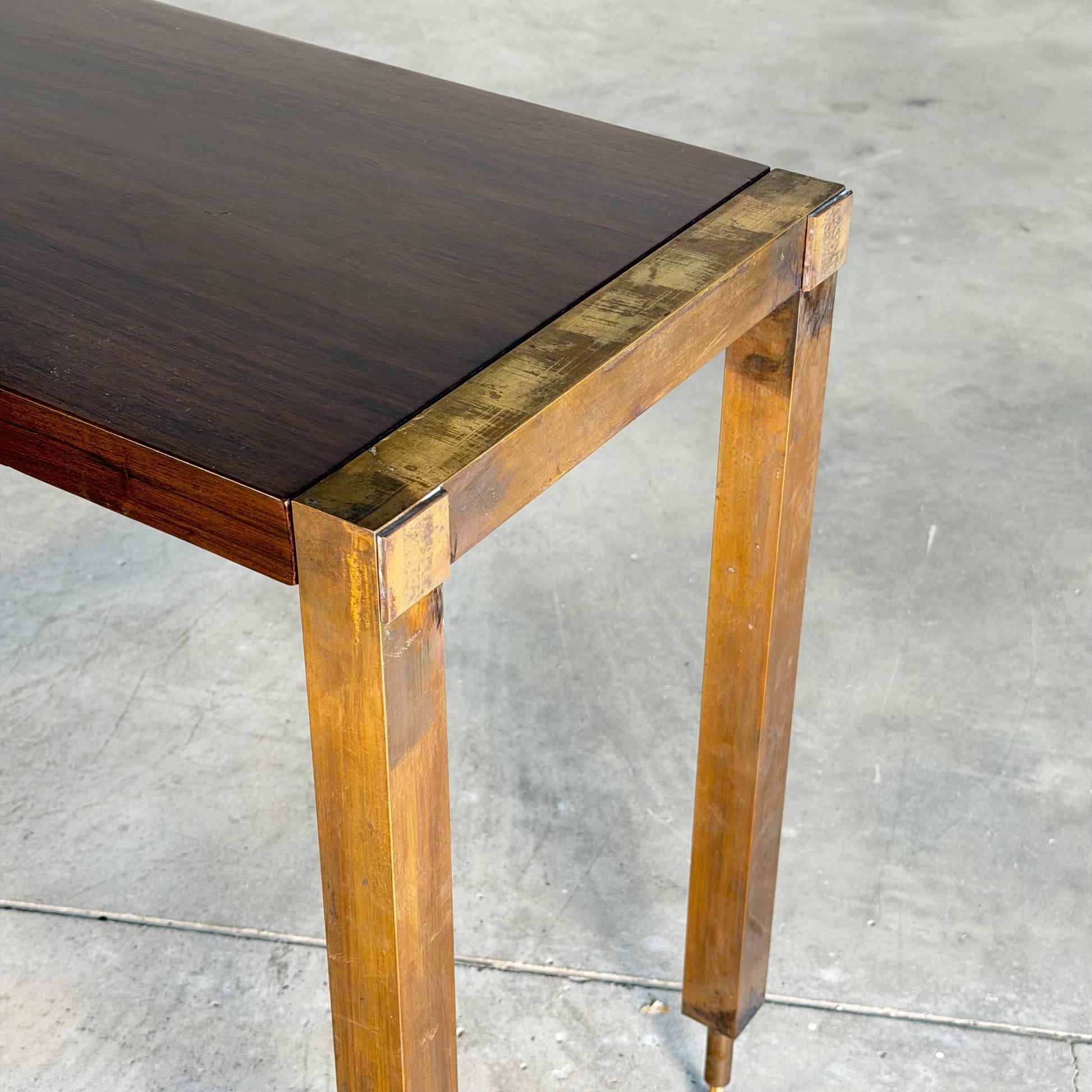 Italian Walnut Vanity Console with Round Mirror, Attributed to Paolo Buffa, 1950s Consoles