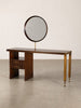 Italian Walnut Vanity Console with Round Mirror, Attributed to Paolo Buffa, 1950s Consoles