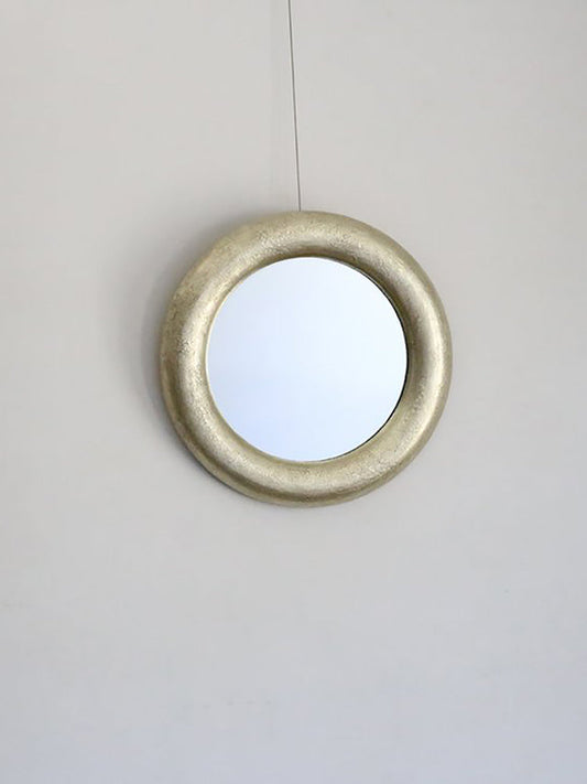 Water Gilded Round Mirror No.2, Crackle Gesso Mirrors