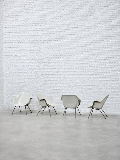 Wim Rietveld & André Cordemeyer for Gispen, Model 416 Chairs, Molded Polyester and Tubular Metal Chairs