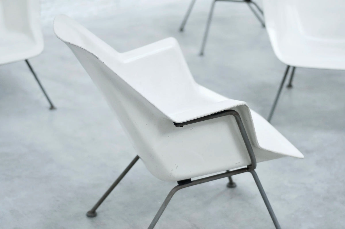 Wim Rietveld & André Cordemeyer for Gispen, Model 416 Chairs, Molded Polyester and Tubular Metal Chairs