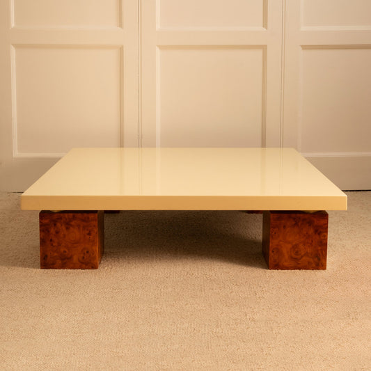 Wood & Lacquer Coffee Table, Italy 1970s Consoles