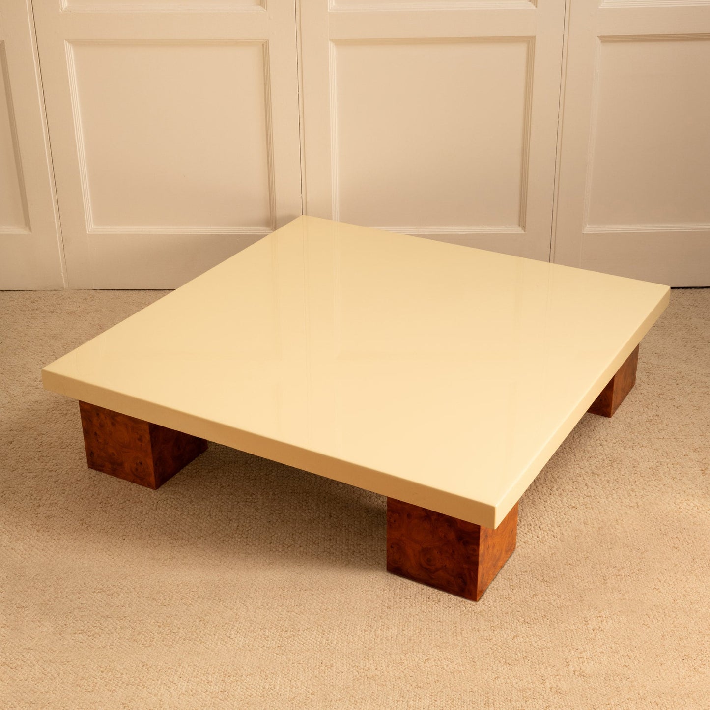 Wood & Lacquer Coffee Table, Italy 1970s Consoles