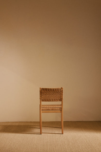 Aino Aalto birch and woven rattan 615 chairs, single chair from behind