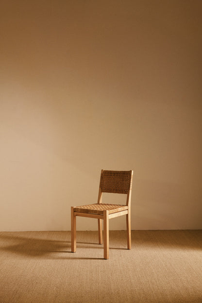 Aino Aalto birch and woven rattan 615 chairs, single chair, low front view