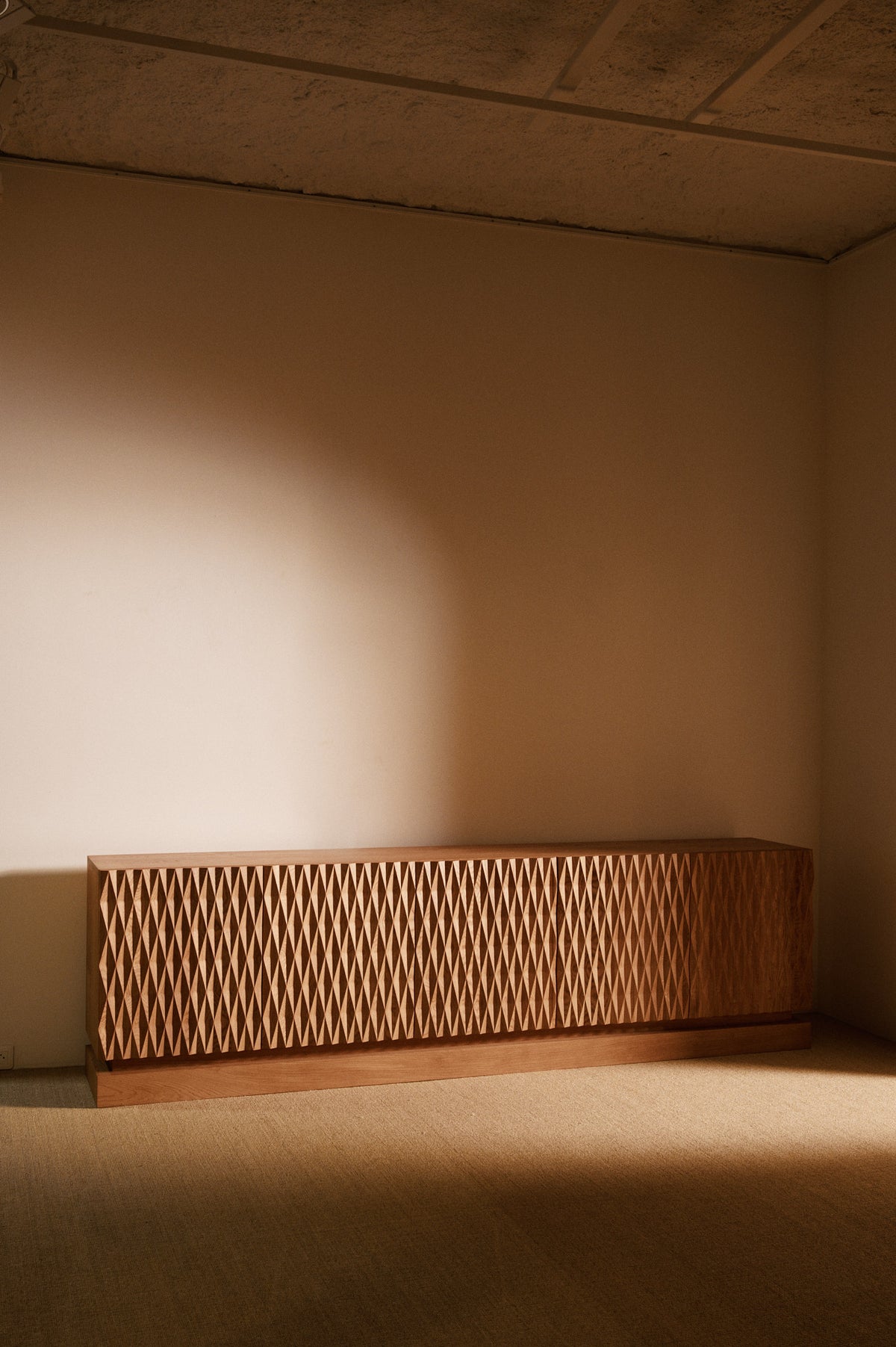 Sideboard 02 in solid oak, wide angled view