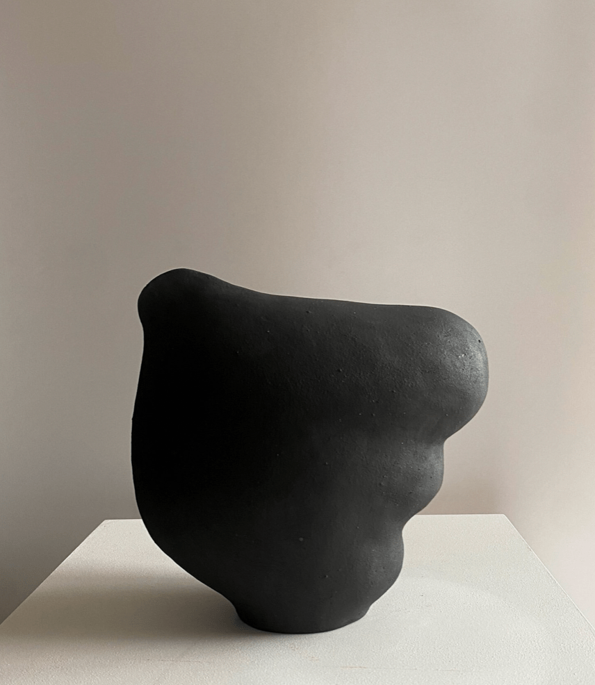Black Abstract Ceramic Vase by Maku Ceramics