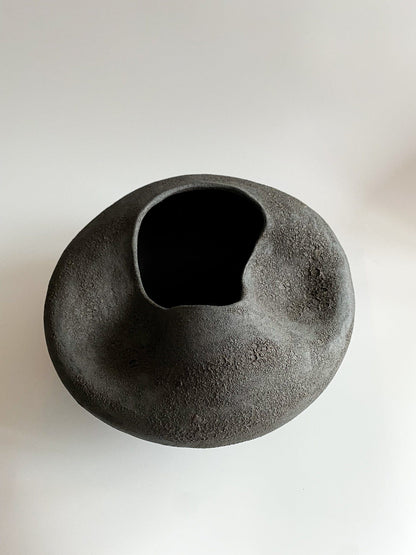 Black Textured Ceramic Vase by Maku Ceramics Vases