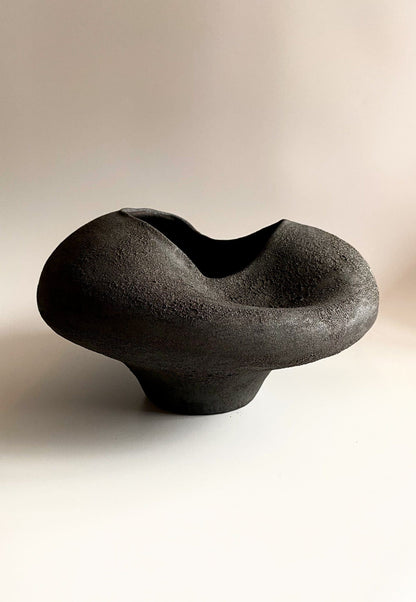 Black Textured Ceramic Vase by Maku Ceramics Vases