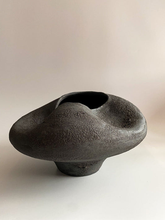 Black Textured Ceramic Vase by Maku Ceramics Vases
