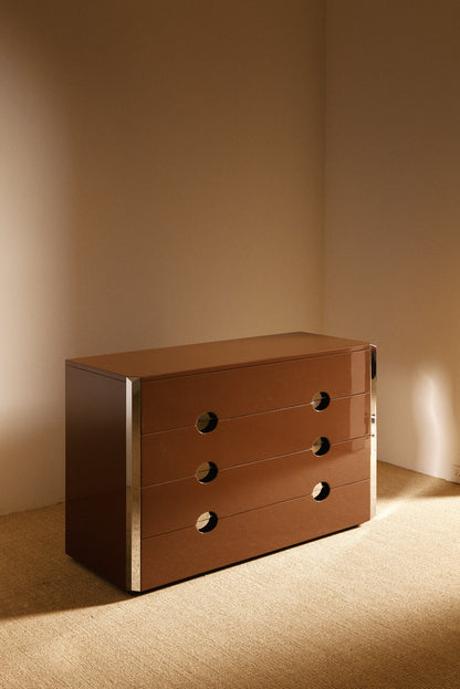 Luigi Caccia Dominioni MB3 commode in wood and metal front view