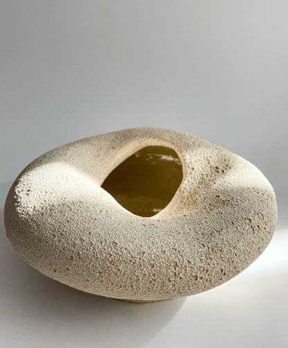 Cream Textured Ceramic Vase by Maku Ceramics
