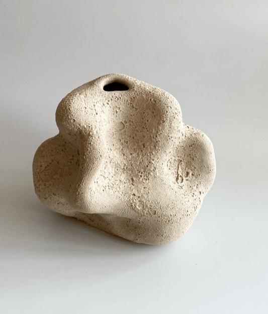 Cream Textured Ceramic Vase by Maku Ceramics