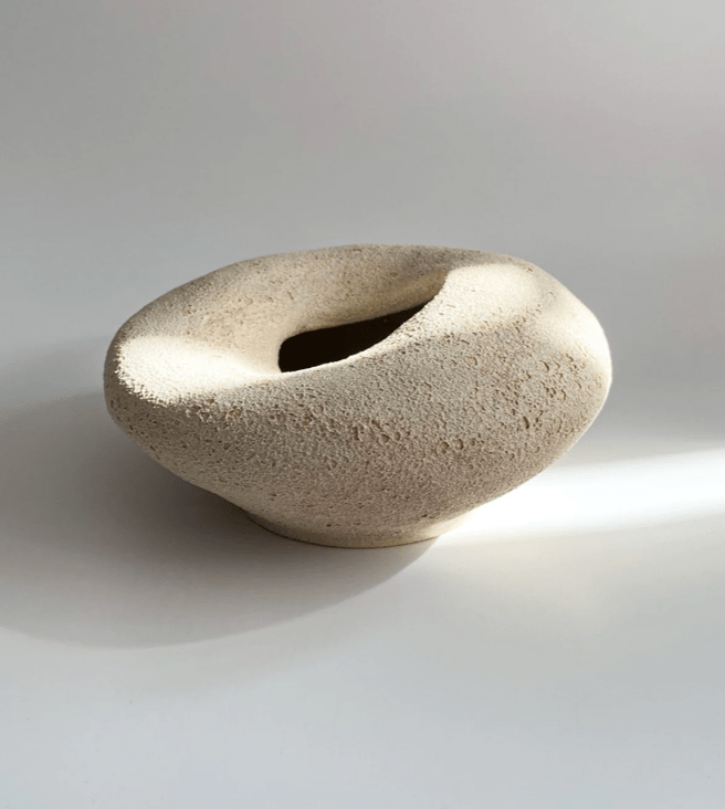 Cream Textured Ceramic Vase by Maku Ceramics