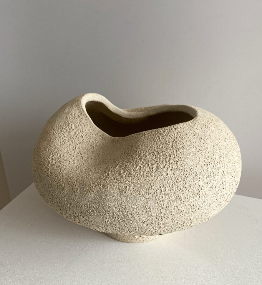 Cream Textured Vase by Maku Ceramics.