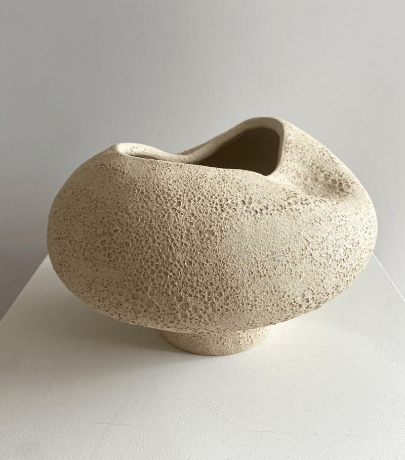 Cream Textured Vase by Maku Ceramics.