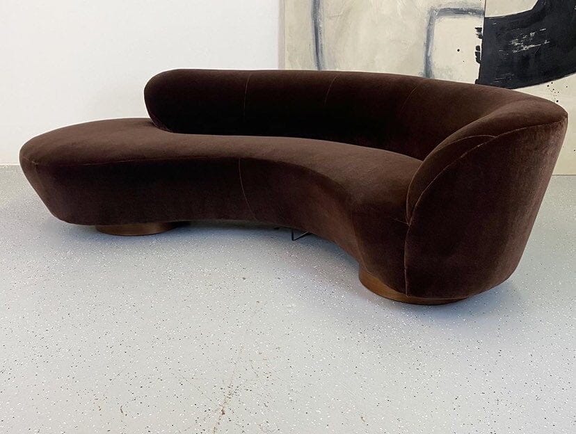 Curved Velvet Sofa (In the Manner of Vladmir Kagan) Sofas