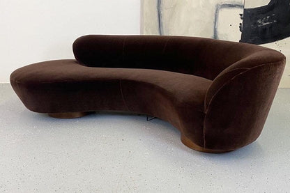 Curved Velvet Sofa (In the Manner of Vladmir Kagan) Sofas