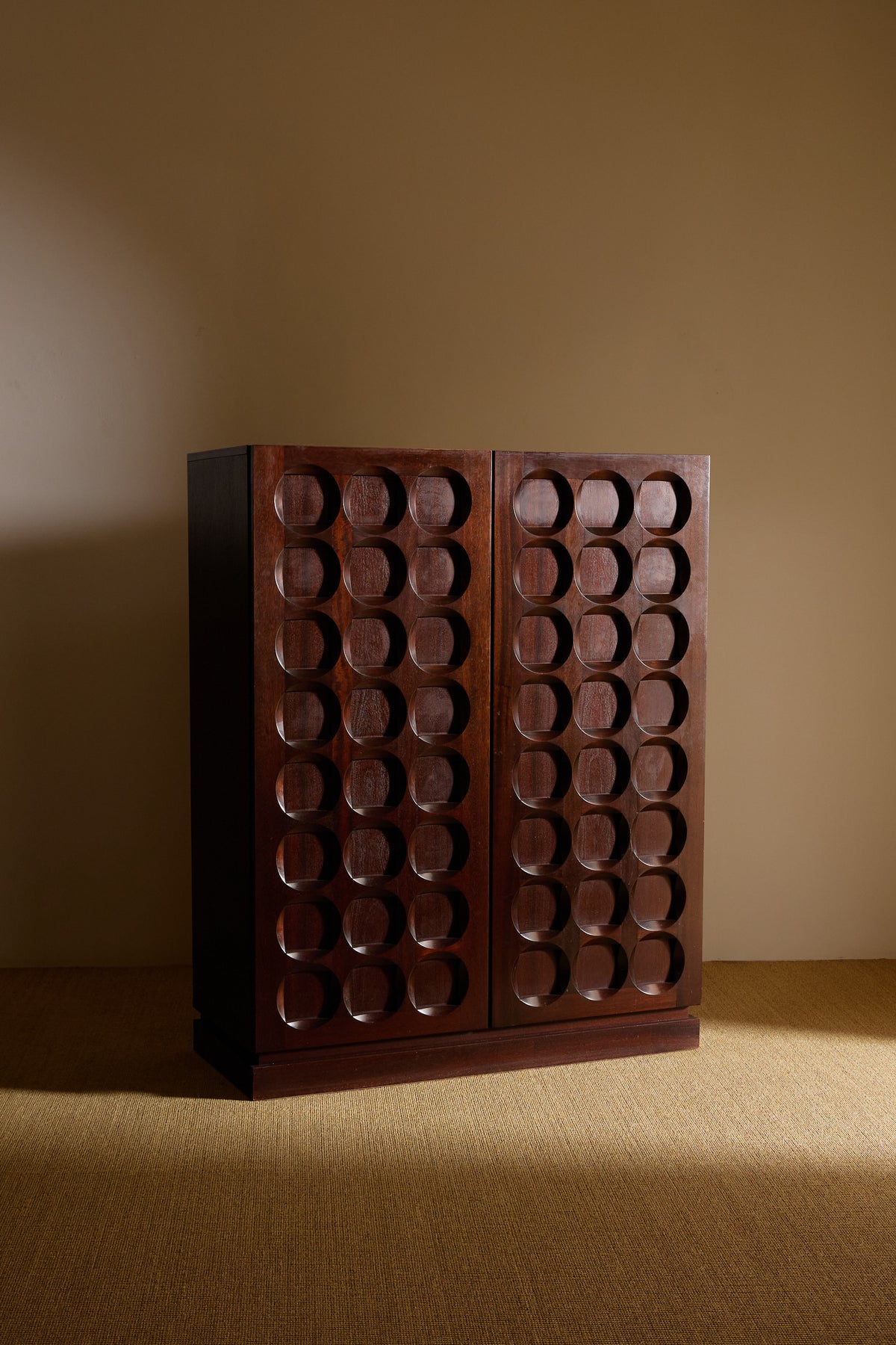 Frans Defour mahogany sculptural bar front view