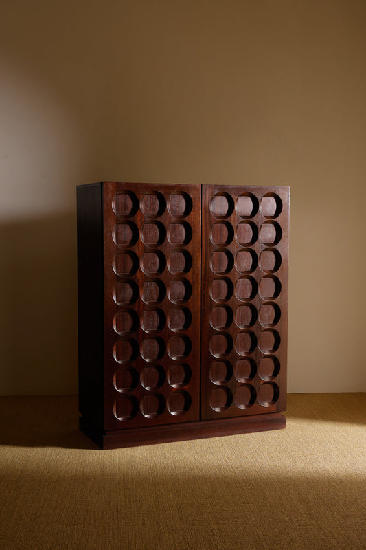 Frans Defour mahogany sculptural bar front view