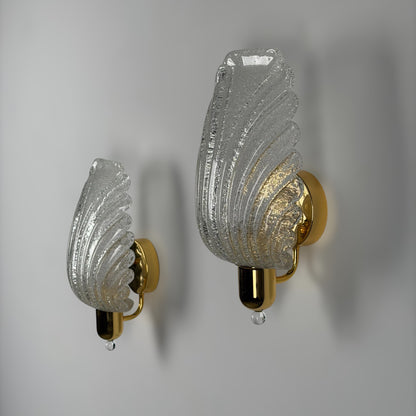 Pair of Wing Murano Glass Wall Sconces by Barovier & Toso, 1980s Sconces