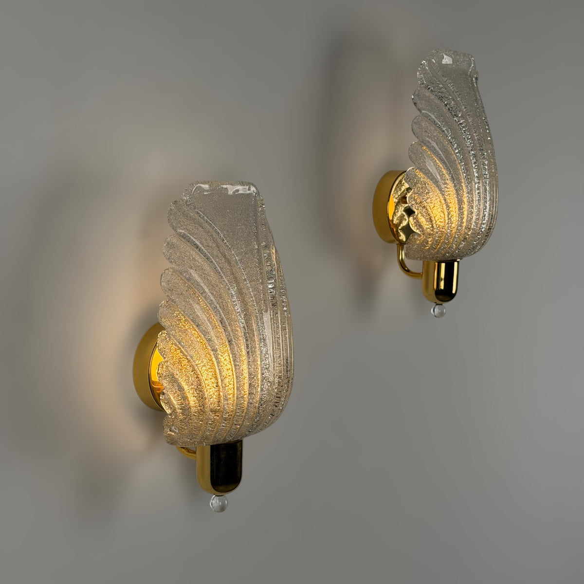 Pair of Wing Murano Glass Wall Sconces by Barovier & Toso, 1980s Sconces
