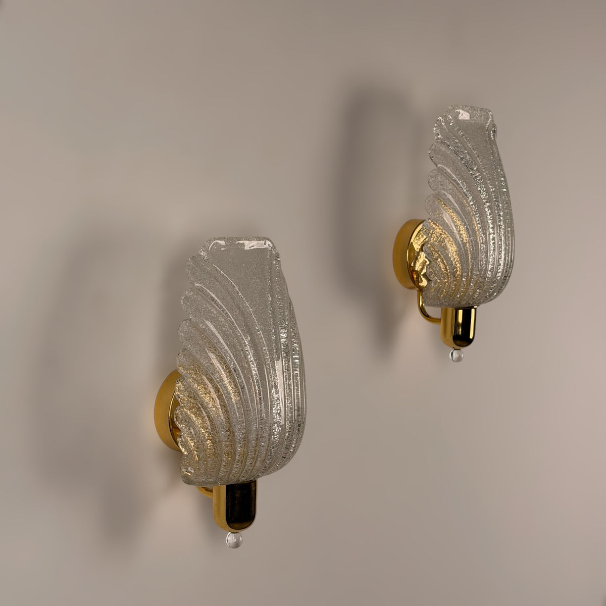 Pair of Wing Murano Glass Wall Sconces by Barovier & Toso, 1980s Sconces