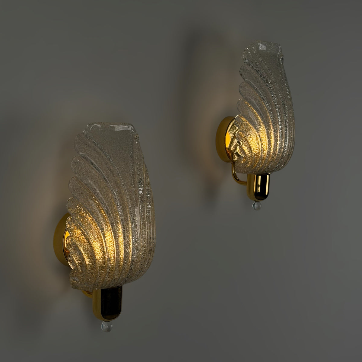 Pair of Wing Murano Glass Wall Sconces by Barovier & Toso, 1980s Sconces