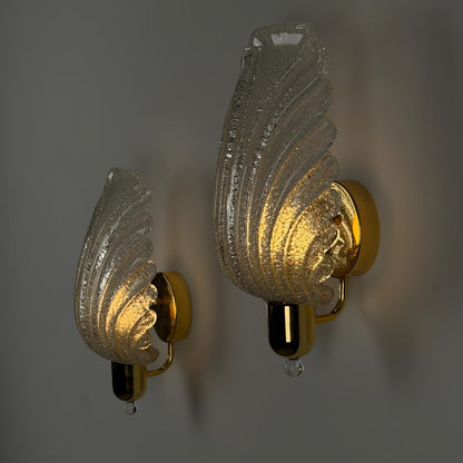Pair of Wing Murano Glass Wall Sconces by Barovier & Toso, 1980s Sconces