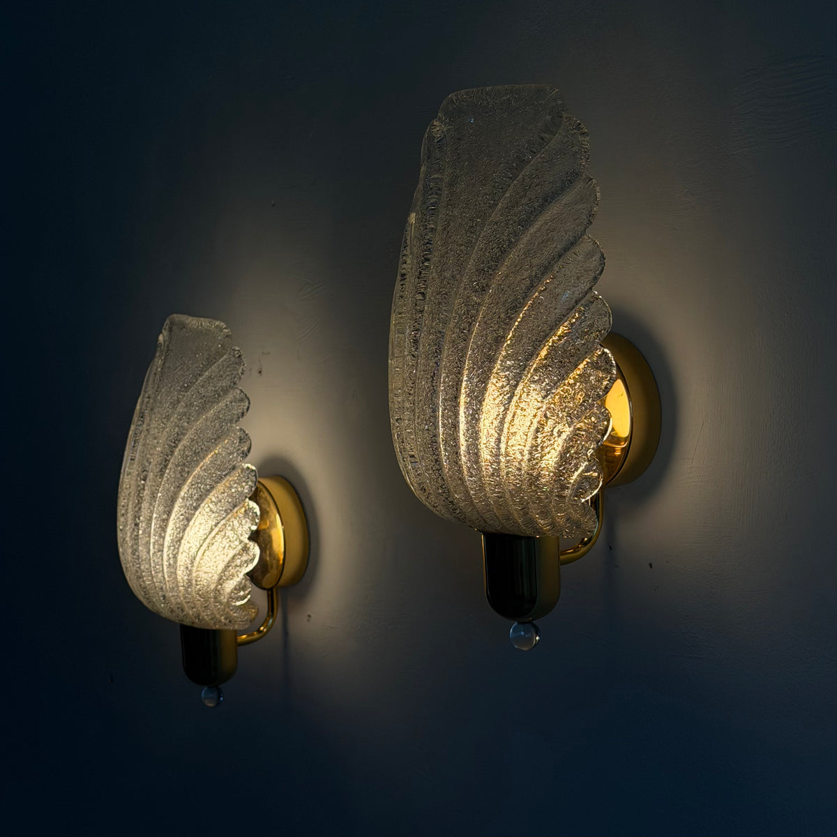 Pair of Wing Murano Glass Wall Sconces by Barovier & Toso, 1980s Sconces