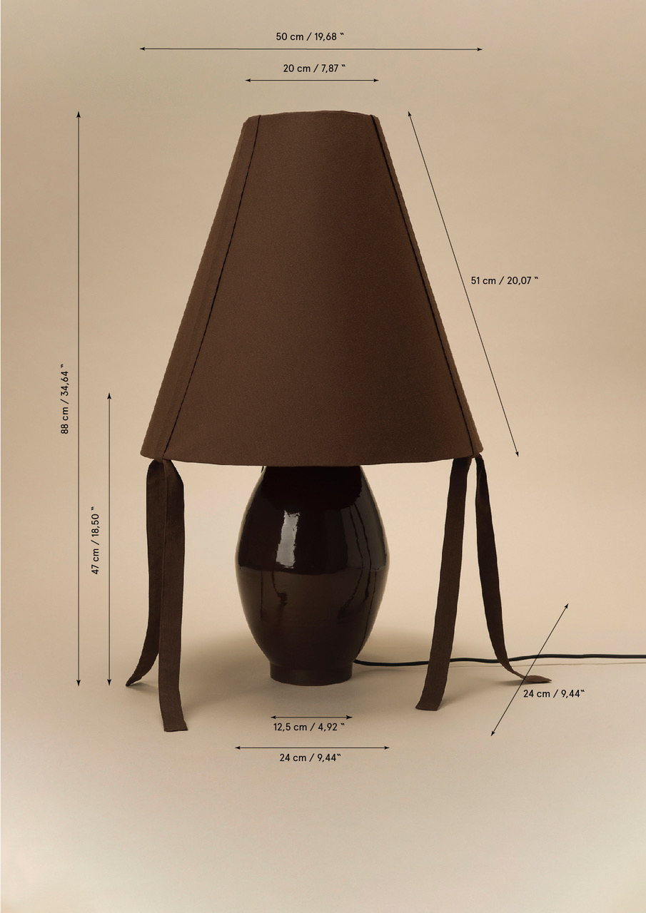 Lampe en Céramique Marron, Grande par Los Objetos Decorativos