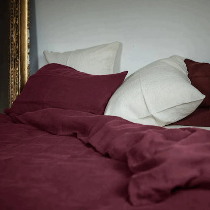 Italian-crafted Linen - Duvet Cover Decor Queen / Wine