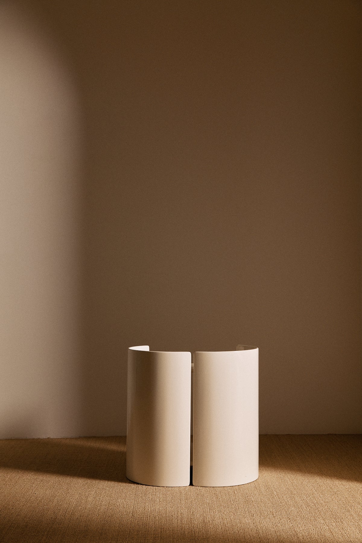 Kazuhide Takahama off white lacquered wood Gea side table, single table from the front with the panels closed
