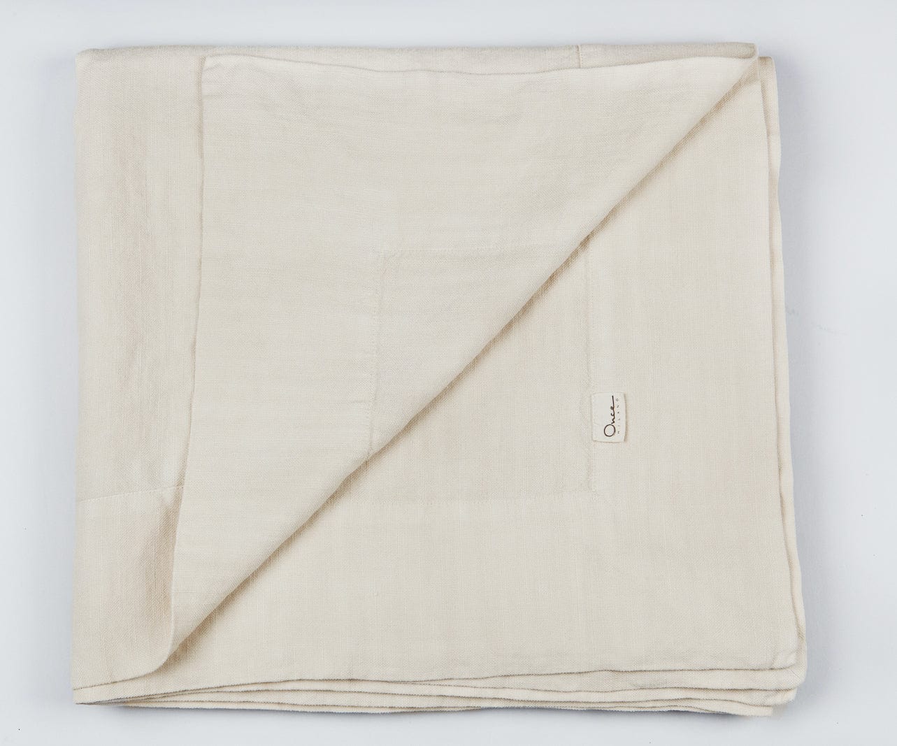 Linen Tablecloth w/ Large Border Decor Large / Cream