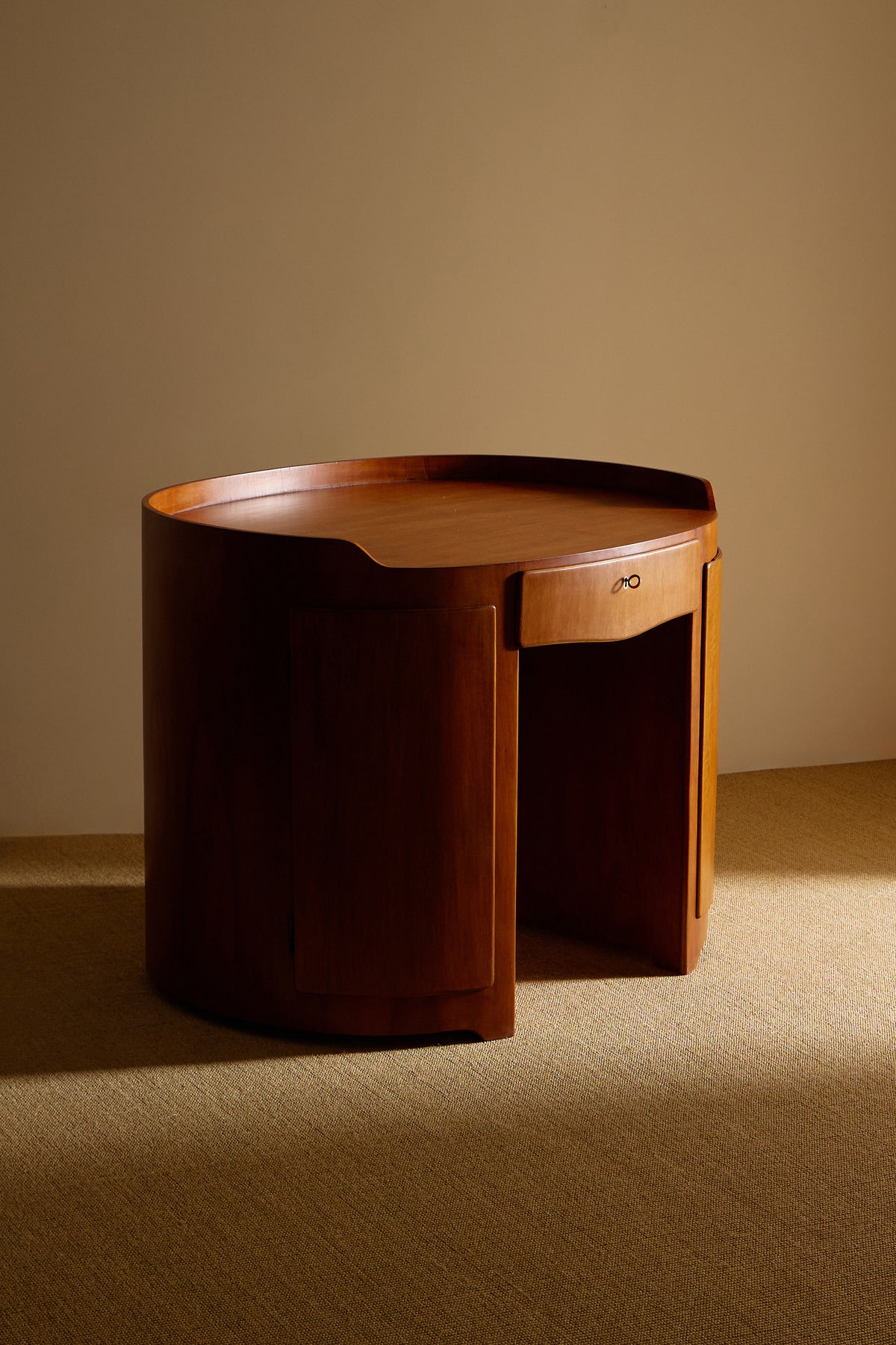 Luigi Caccia Dominioni walnut Casaccia desk, angled view from the left