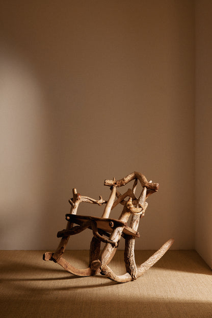 Matti Savijärvi tree root rocking chair, three quarter view