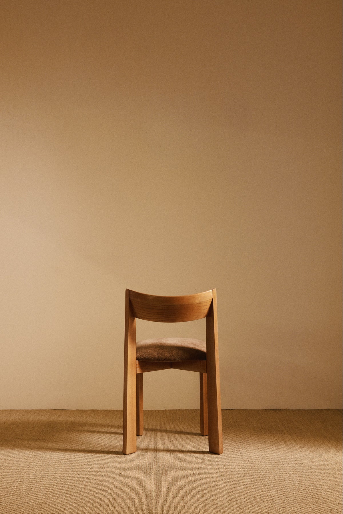 Mauro Pasquinelli oak and mohair velvet Maria dining chair, single chair from behind