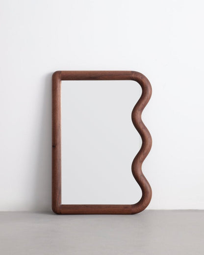 Mini Squiggle Mirror Walnut by Christopher Miano