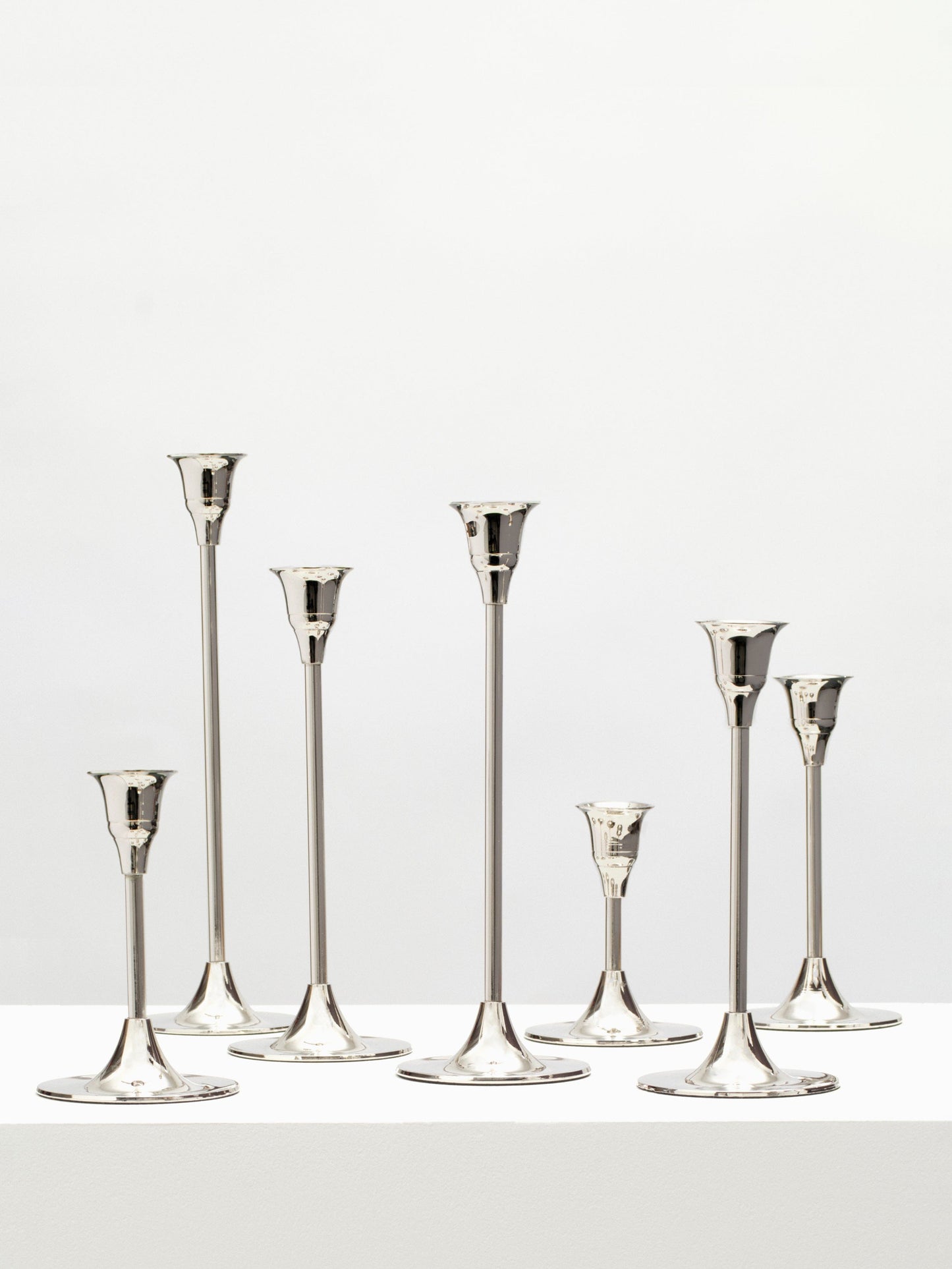 Nickel Candlestick Set Decor