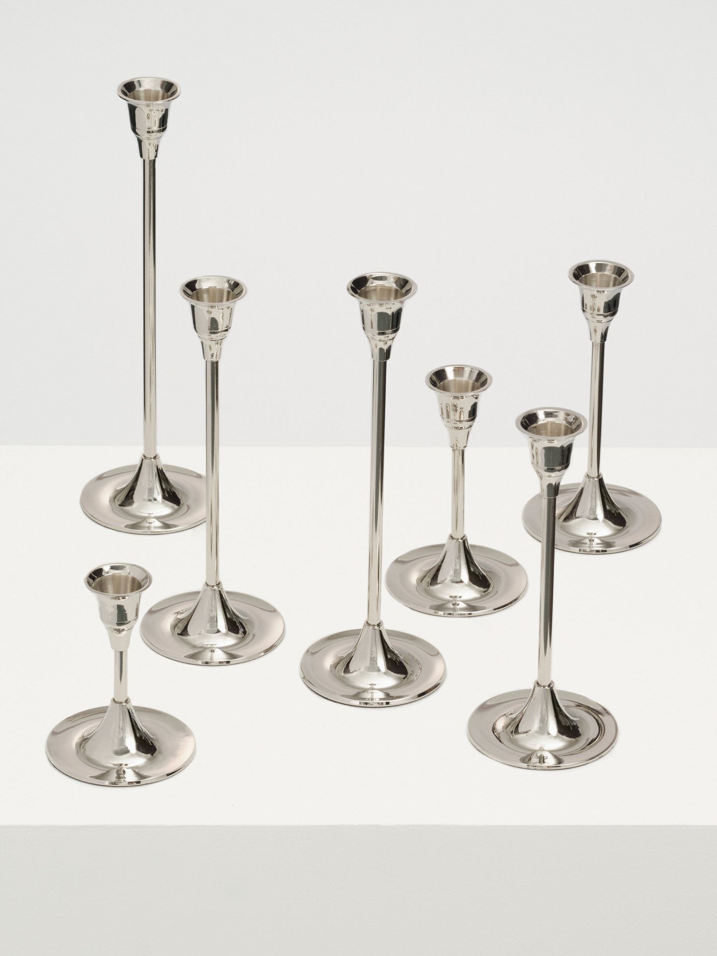 Nickel Candlestick Set Decor