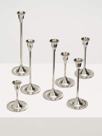 Nickel Candlestick Set Decor